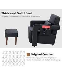 Gouun Modern Berber Fleece Single Sofa Chair with Ottoman and Waist Pillow