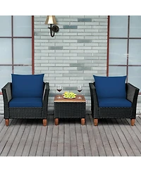 Gouun 3 Pieces Outdoor Patio Rattan Furniture Set