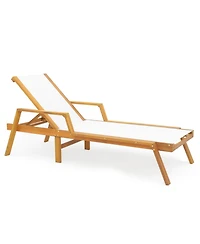 Gouun Patio Chaise Lounge Chair with Armrests and Fabric Seat for Backyard