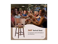 Gouun 2 Pieces 24.5 Inch Bar Stools with Rattan Back and Swivel Seat