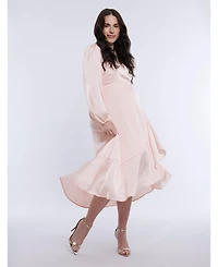 Motherhood Maternity Woven Wrap Long Sleeve Midi Dress