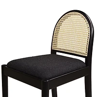 26.5" Curved Back Rattan Counter Bar Stool, Set of 2, Ivory White Boucle-The Pop Home