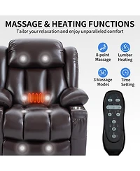 Power Lift Recliner Chair Heavy Duty Motion Mechanism with 8-Point Vibration Massage and Lumbar Heating Stainless steel Cup Holders