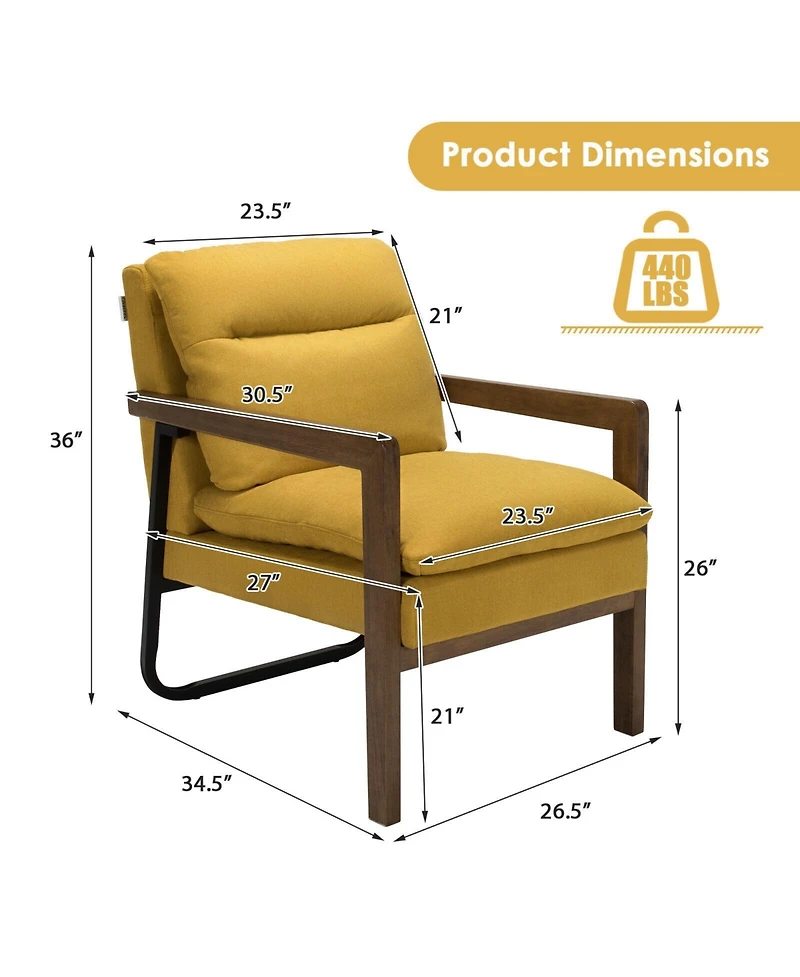 Gouun Single Sofa Chair with Extra-Thick Padded Backrest and Seat Cushion