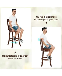 Gouun 360° Swivel Counter Height Chairs with Pu Leather Cushioned Seat and Footrests-30 inches