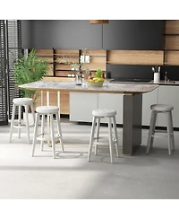 Gouun 360-Degree Swivel Upholstered Rubberwood Frame Bar Stool Set of 2 with Footrest- inches