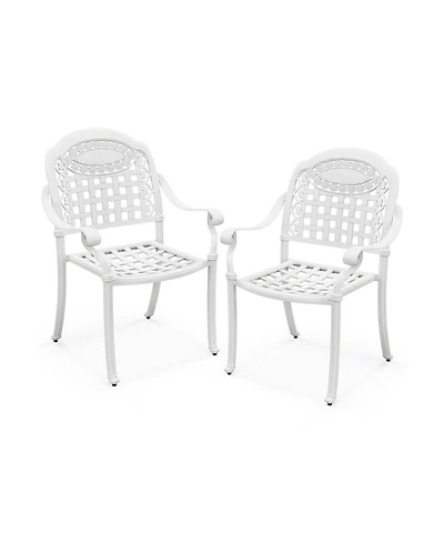 Gouun Cast Aluminum Patio Chairs Set of 2 with Armrests