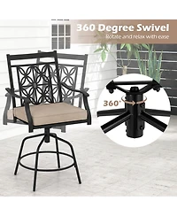 Gouun Outdoor Swivel Bar Stools Set of 2 with Seat Cushions