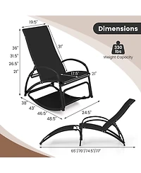 Gouun 2-in-1 Outdoor Rocking Chair with 4-Position Adjustable Backrest for Patio Porch Poolside
