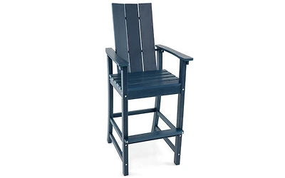 Tall Adirondack Chair Outdoor Bar Stool with Ergonomic Backrest for Backyard