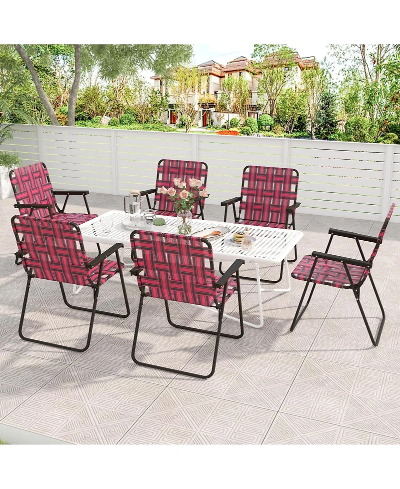 Gouun 4 Pieces Folding Beach Chair Camping Lawn Webbing Chair