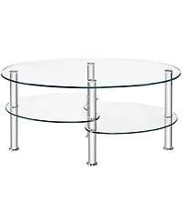 Gouun Tempered Glass Oval Side Table