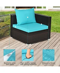 5 Pieces Patio Rattan Furniture Set with Table