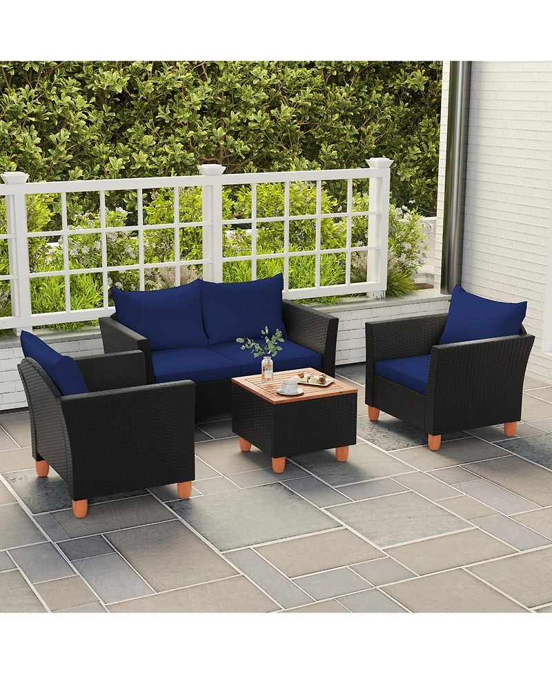 Gouun 4 Pieces Outdoor Conversation Set with Storage Table
