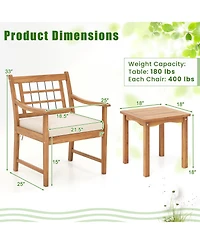 Gouun 3 Piece Wood Patio Furniture Set with Seat Cushions and Acacia Wood Frame
