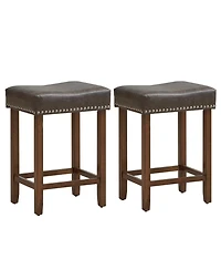 Gouun 24 Inch Upholstered Pu Leather Bar Stools Set of 2