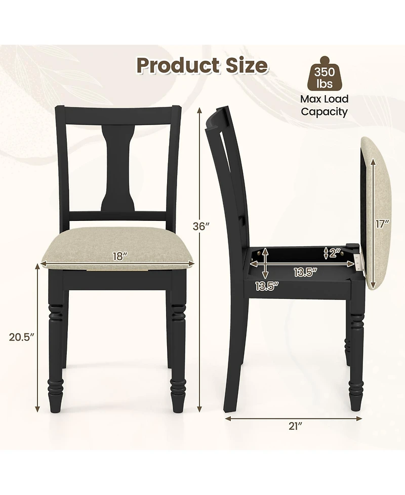 Gouun Kitchen Dining Chair with Linen Fabric and Storage Space