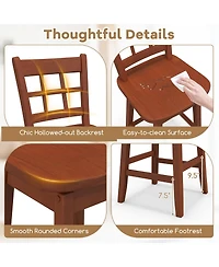 Gouun Counter Height Barstools Set of 2 with 6-Grid Hollow Back and Seat