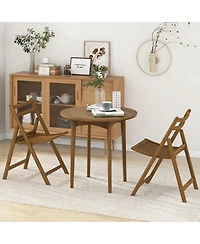 Gouun Folding Dining Chair Set of 2 with Rubber Wood Frame and Slatted Seat