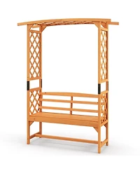 Gouun 6.5 Ft Tall Patio Garden Arbor with Pergola and 2-Seat Bench for Garden Backyard Decoration