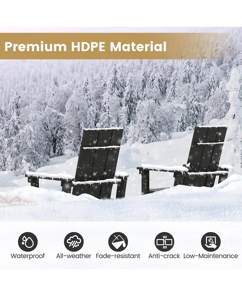 Gouun Tall Adirondack Chair Outdoor Bar Stool with Ergonomic Backrest for Backyard