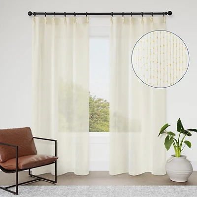 Awesome Home Madison Pinch Pleat Single Curtain Panel with Hooks and Rings, 38"X84"