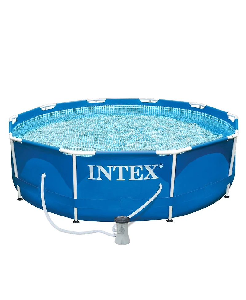 Intex Metal Frame 10' x 30" Outdoor Swimming Pool with Filter Pump and Cover