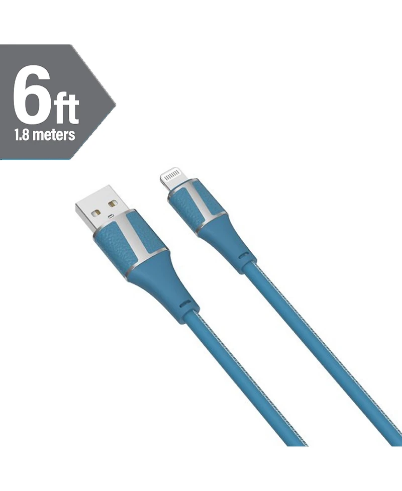 Brookstone Leather Tipped 6 Foot Mfi Certified Sync and Charge Lightning Cable