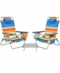 Gouun 2 Packs 5-Position Outdoor Folding Backpack Beach Table Chair Reclining Chair Set