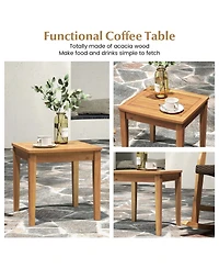 Gouun 3 Pieces Acacia Wood Patio Rocking Chair Set with Side Table