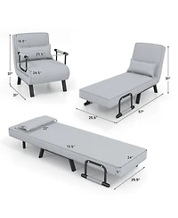 Gouun Folding 6 Position Convertible Sleeper Bed Armchair Lounge Couch with Pillow