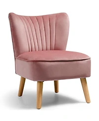 Gouun Modern Armless Velvet Accent Chair with Wood Legs