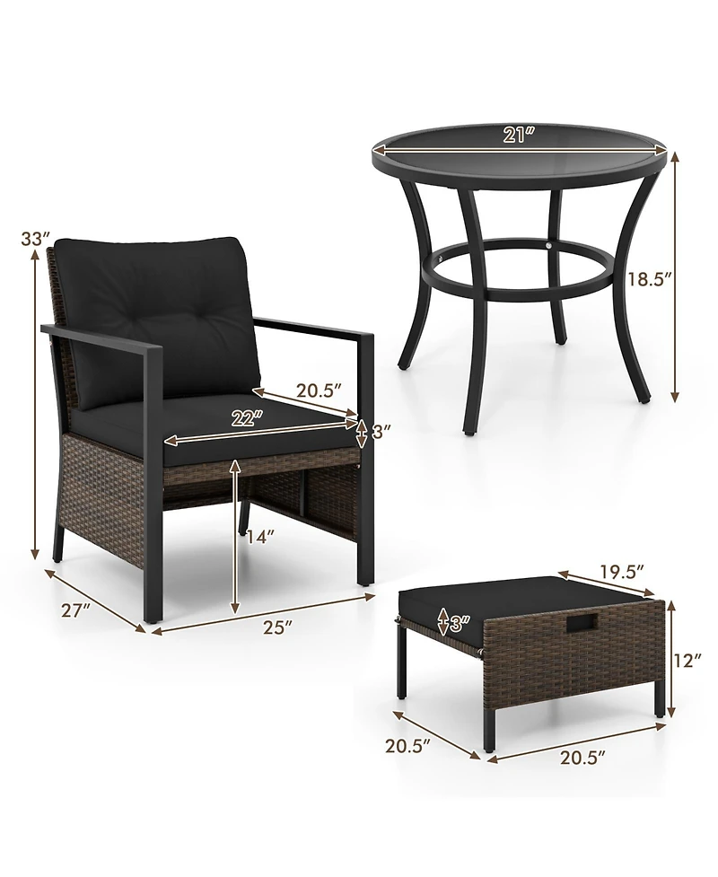 4 Piece Outdoor Furniture Set with Glass Topped Table