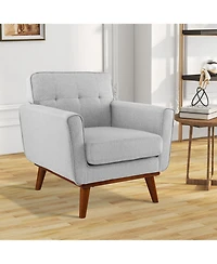 Gouun Modern Accent Chair Upholstered Linen Fabric Armchair with Removable Padded Seat Cushion