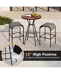Gouun 5 Pieces Outdoor Round Bar Table Set with 1.6 Inches Umbrella Hole