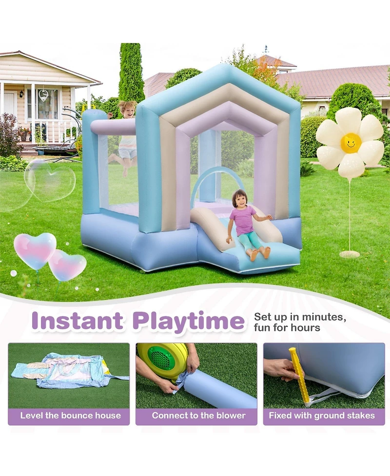 Gouun Kids Bounce House with Slide and Basketball Rim Bouncy Castle for Party with 480W Blower