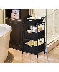 Sorbus 3 Piece Stackable Woven Basket Organizer Set with Built-In Carry Handles - Stylish Storage for any room the household (Beige)