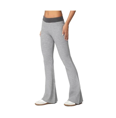 Edikted Womens Lei Contrast Knit Flared Pants