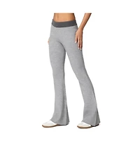 Edikted Womens Lei Contrast Knit Flared Pants