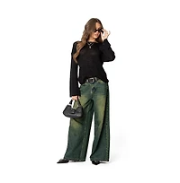 Edikted Womens Shawn Washed Low Rise Jeans