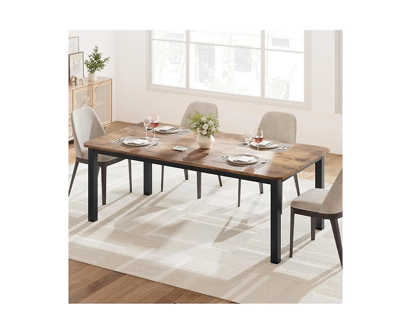 Industrial Dining Table for 68 People,78.7" Long Kitchen Table, Wood Dining Table, Kitchen & Dining Room Table,Rectangle Dining Room Table for 6