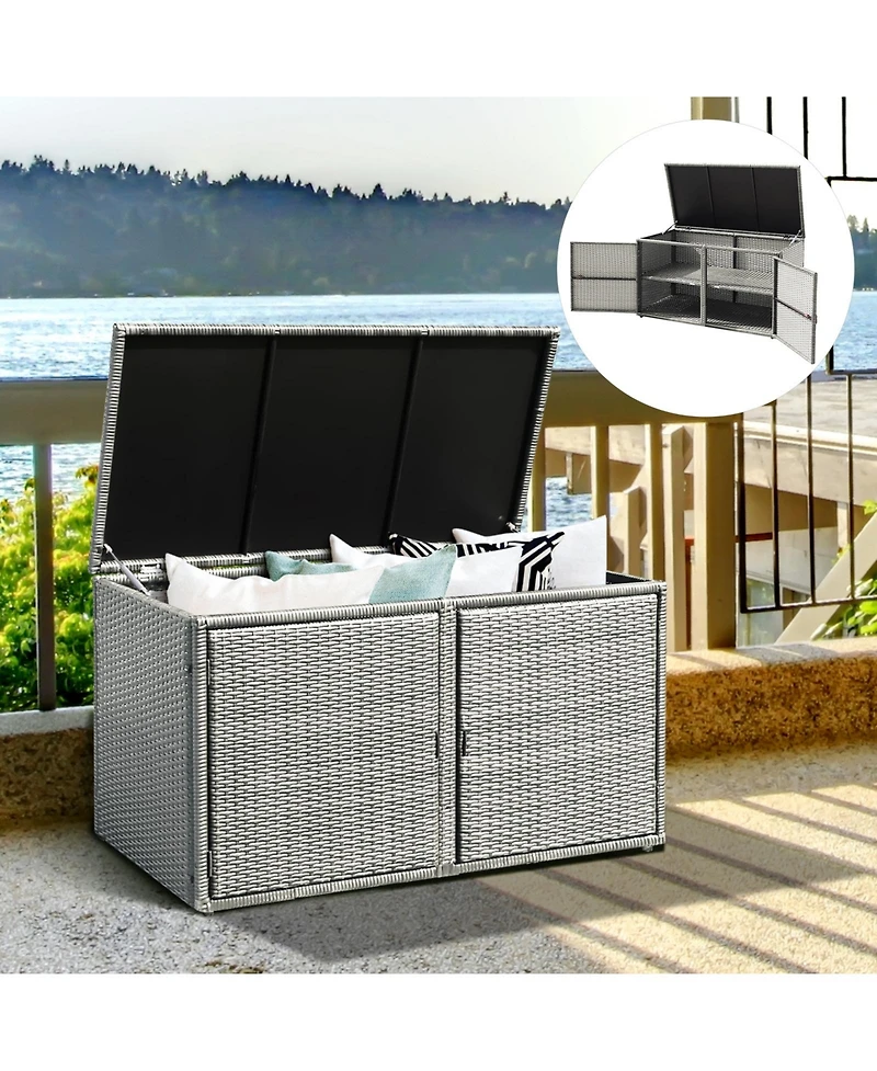 Gouun 88 Gallon Garden Patio Rattan Storage Container Box