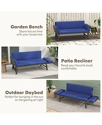 Gouun Outdoor Convertible Sofa Daybed with Adjustable Armrests for Balcony