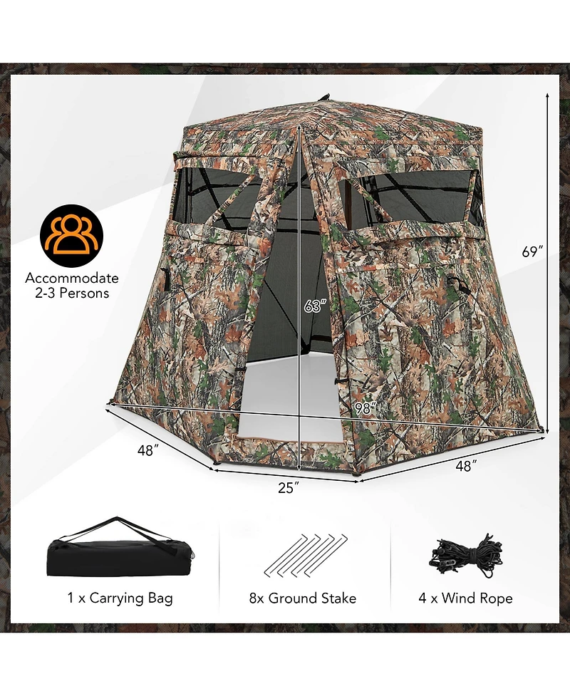 Gouun 360 One Way See Through Ground Hunting Blind for Deer and Turkey Hunting