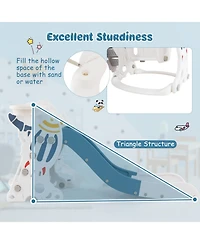 Gouun 4-in-1 Kids Slide and Swing Set with Basketball Hoop