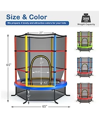 55 Inch Kids Recreational Trampoline Bouncing Jumping Mat with Enclosure Net