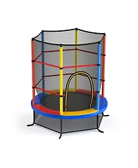 55 Inch Kids Recreational Trampoline Bouncing Jumping Mat with Enclosure Net