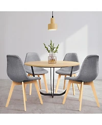 Gouun 4 Pieces Modern Dining Chair Set with Wood Legs and Fabric Cushion Seat