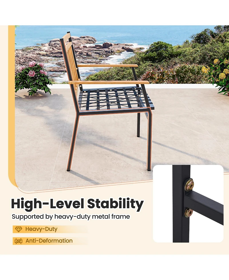 Gouun 3 Pieces Outdoor Furniture Set Acacia Wood Patio Conversation Set with Cushions