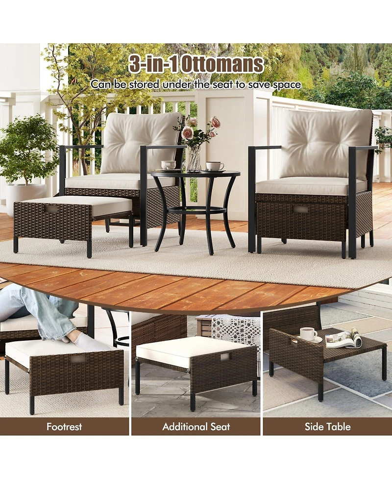 Gouun 4 Piece Outdoor Furniture Set with Glass Topped Table